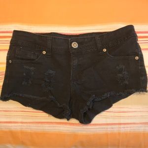 Black denim shorts